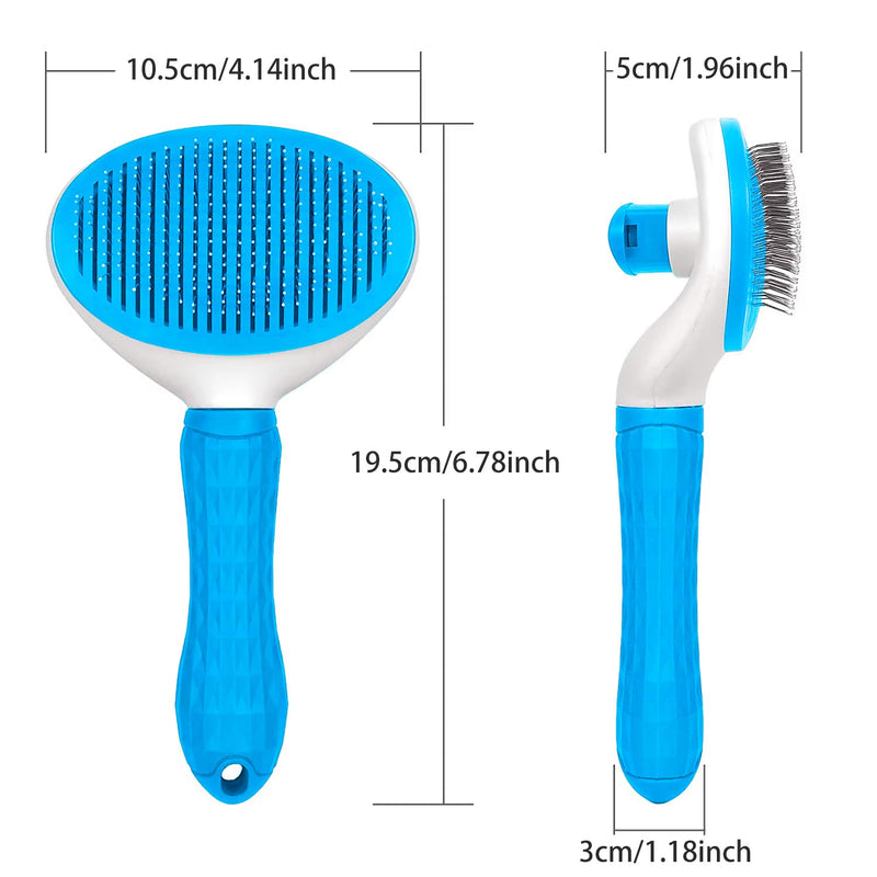 Dog & Cat Brush, Soft Self Cleaning Slicker Brush, Skin-Friendly Upgraded Dog Brush for Shedding, Massaging, and Grooming – Perfect for Long & Short Coats (Blue) Blue - PawsPlanet Australia