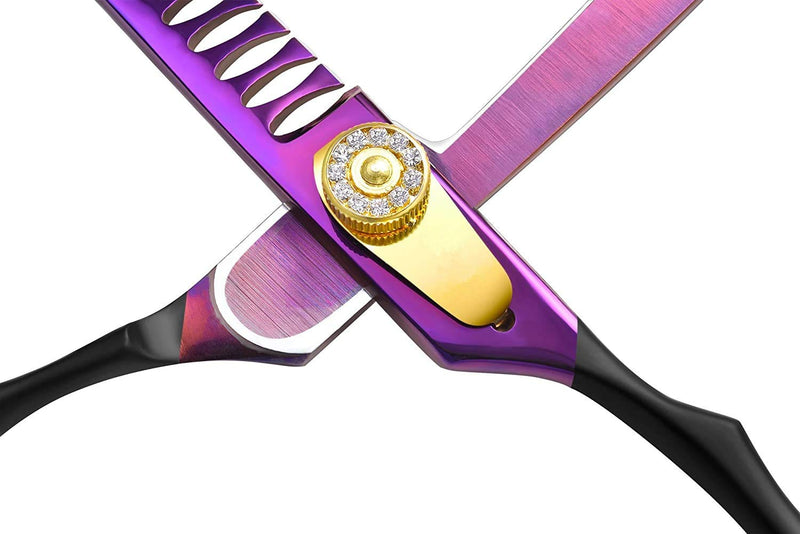 Purple Dragon Professional 7.0/8.0 inch Pet Grooming Hair Cutting Scissor and 6.75/8.0 inch Dog Chunker Shear - Japan 440C Stainless Steel for Pet Groomer or Family DIY Use (Chunker Scissor) Chunker scissor - PawsPlanet Australia