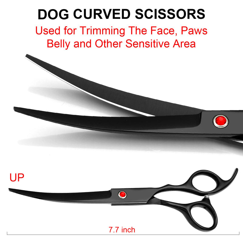 Professional Dog Grooming Scissors Kit Black 6 in 1, Dog Shears for Grooming 6CR Premium Stainless Steel Grooming Scissors Kit for Dogs Cat Pet Professional Black 6 in 1 - PawsPlanet Australia