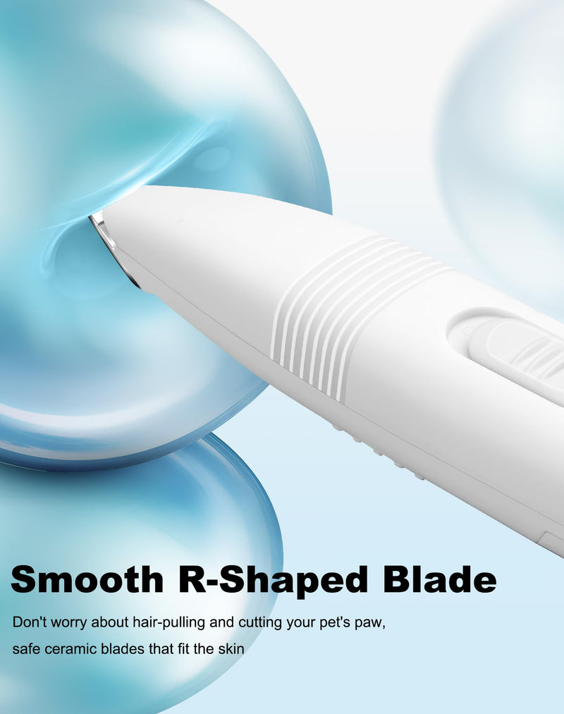 Dog Grooming Clippers, Dog Paw Trimmer with Detachable Ceramic Blade for Trimming Small Areas of Pet's Hair, Low Noise Paw Grooming Shaver for Cat's Eyes Face Ears Paws (White) White - PawsPlanet Australia