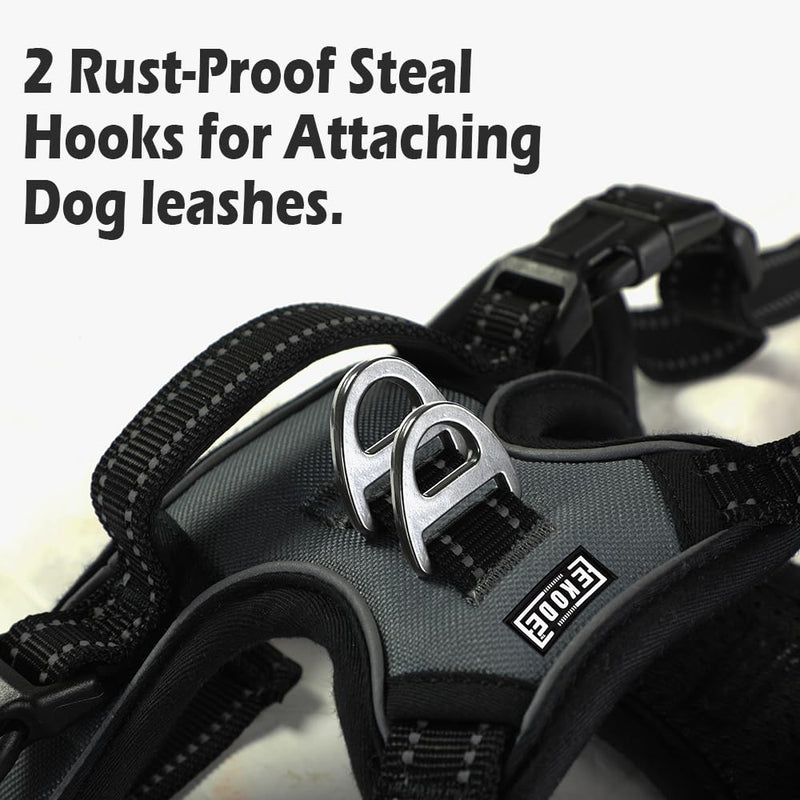 EKODE Dog Harness e - No Pull with Breathable Inner Padding - with 2 Anti Rust Leash Hooks - with Night Reflection Linings Small (S)