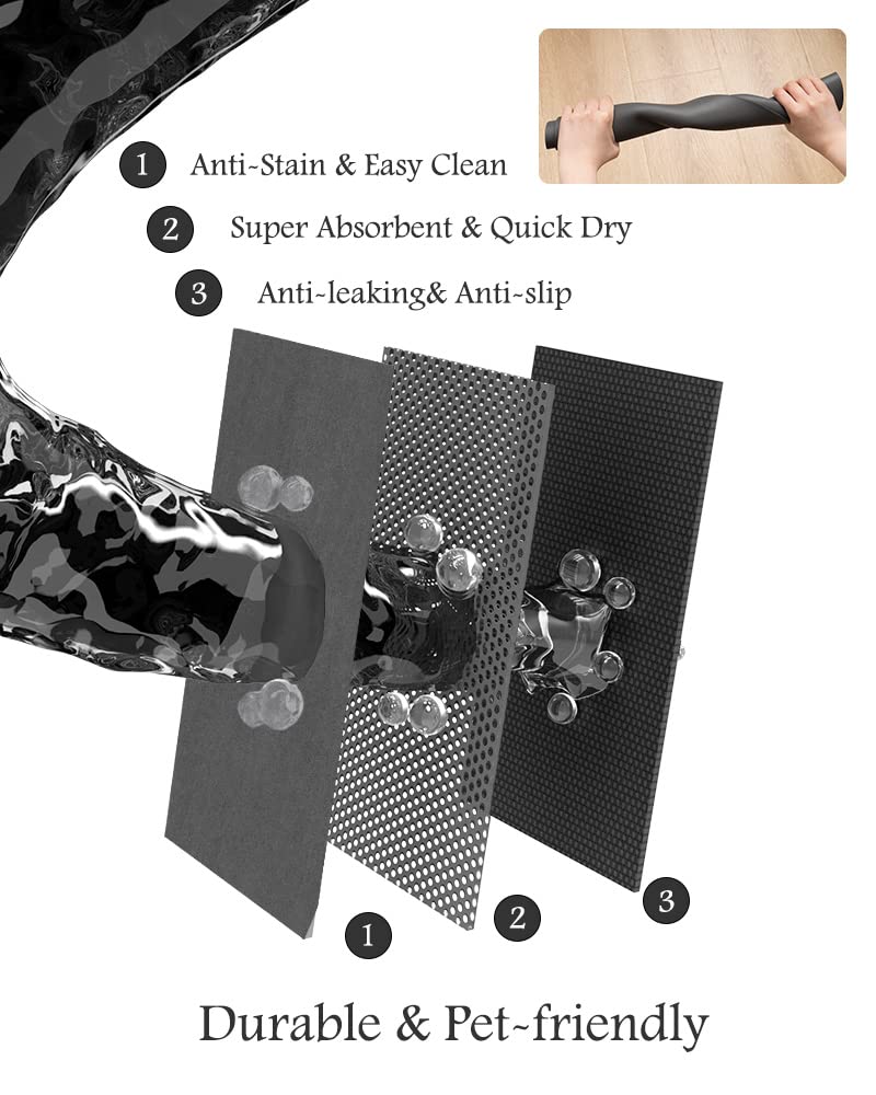 Pet Feeding Mat-Absorbent Dog Mat for Food and Water Bowl-No Stains Quick Dry Dog Water Dispenser Mat-Dog Accessories Pet Supplies-Dog Water Bowl for Messy Drinkers Dark Grey 12"x19" - PawsPlanet Australia