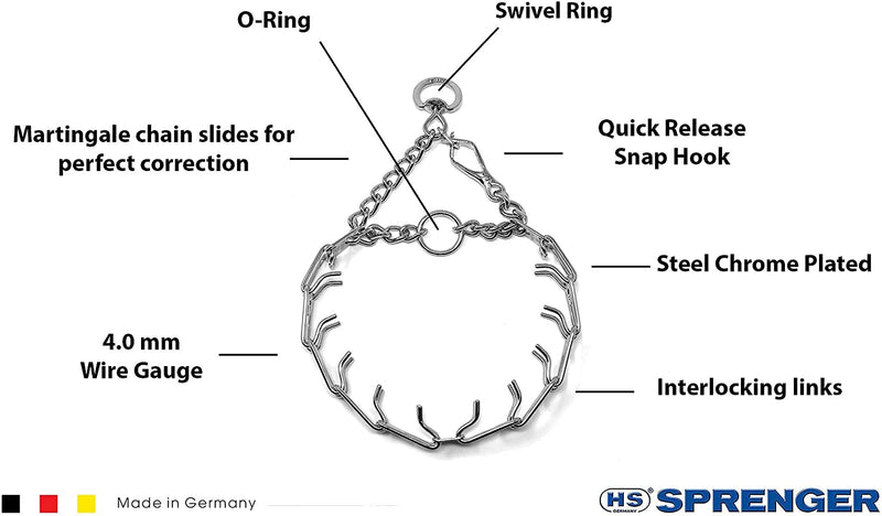 Herm Sprenger Prong Dog Training Collar with Quick Release Buckle Ultra-Plus Chrome Plated Steel Pet Pinch Collar No-Pull Collar for Dogs Anti Pull Training Collar Made in Germany 4mm x 25in XL
