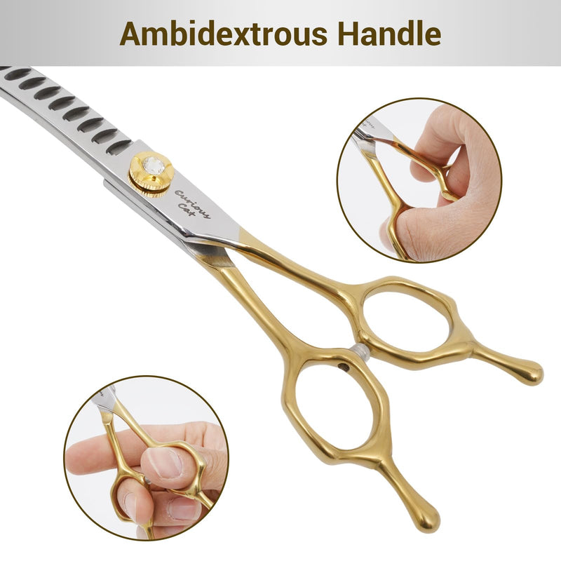 Dog Grooming Scissor,Pet Curved Chunkers Shears 7.0'' 440C Thinning Scissors for Precision Pet Hair Cutting Curved Thinning Scissors - PawsPlanet Australia