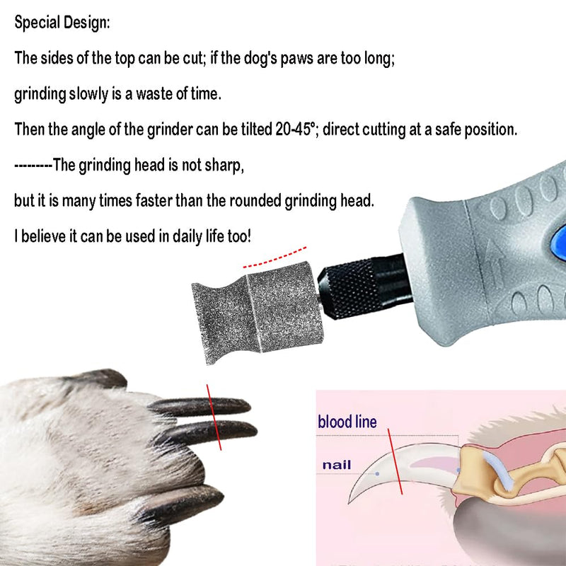 Diamond Dremel Dog Nail Grinder Bits for Rotary Tool-1/8'' Dremel Dog Nail Grinder Attachment-Pet Nail Grinder Bit Work for Animals Nail Care (XX Large Q) ClassicQ 1P - PawsPlanet Australia
