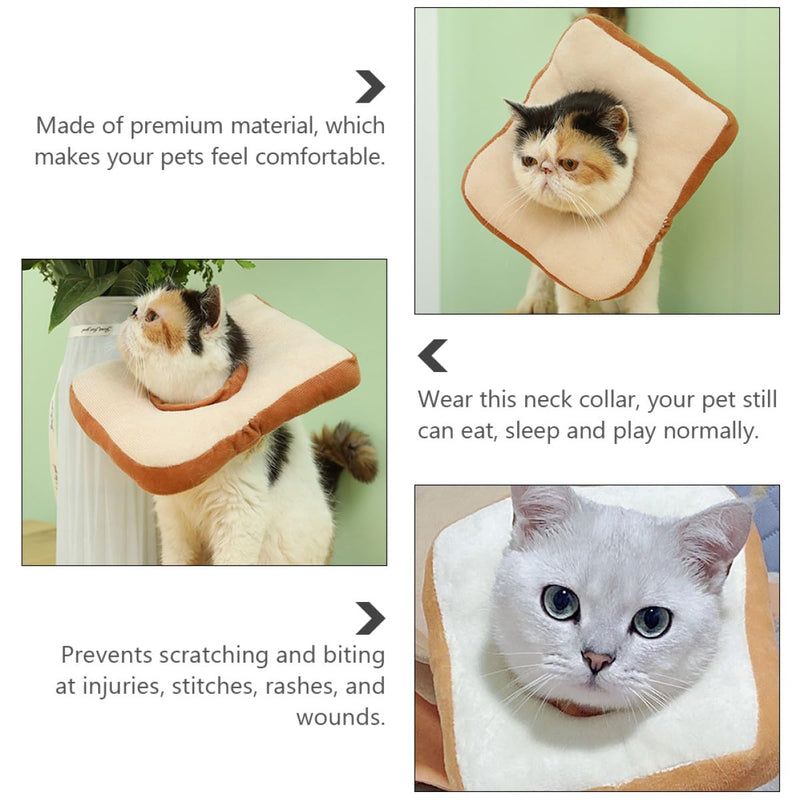 Beaupretty Yellow Cotton Cat Collar in Bread Shape Comfortable Anti-Bite Recovery Collar for Cats in Medium Size for Safe Recovery and Licking Protection