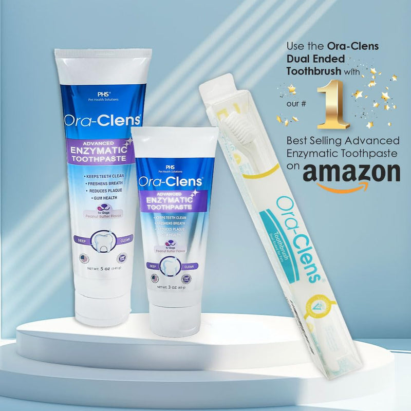 Dual Ended Toothbrush- Ergonomic Angled Design, Long Flexible Neck, Lightweight, Comfortable, Helps Control Tartar, Plaque & Bad Breath for Dogs and Cats. - PawsPlanet Australia