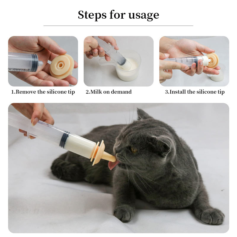 Pet Feeding Syringe with Nipple, Silicone Feeding Tools for Kitten Puppy Feeding Syringe for Newborn Cat Dog Small Animals Rabbits (10ml+30ml) 10ml+30ml - PawsPlanet Australia