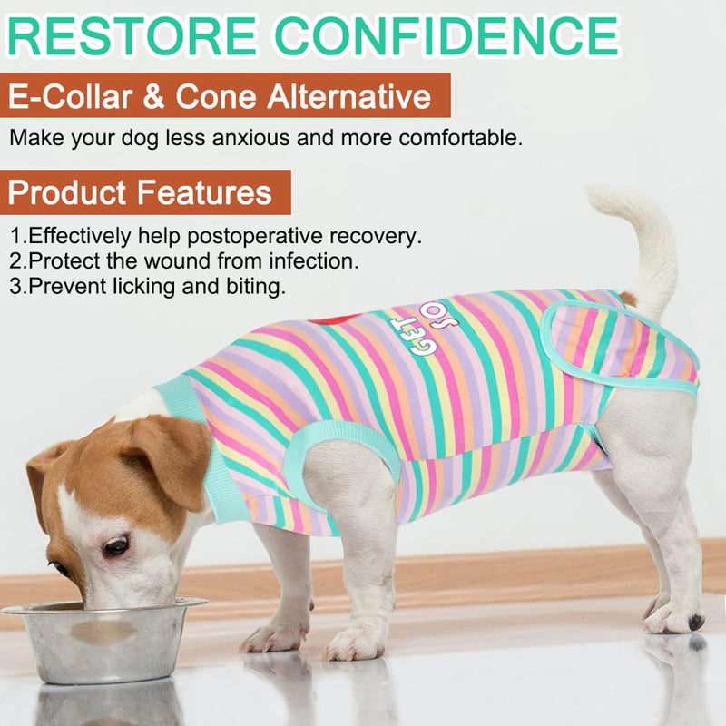 Get-Well-Soon Dog Surgery Recovery Suit - Soft Breathable Dog Onesie Post Spay,Neuter,E-Collar & Cone Alternative Dog Bodysuit for Small, Medium, Large Dogs (Green Stripes, XL) Green Stripes