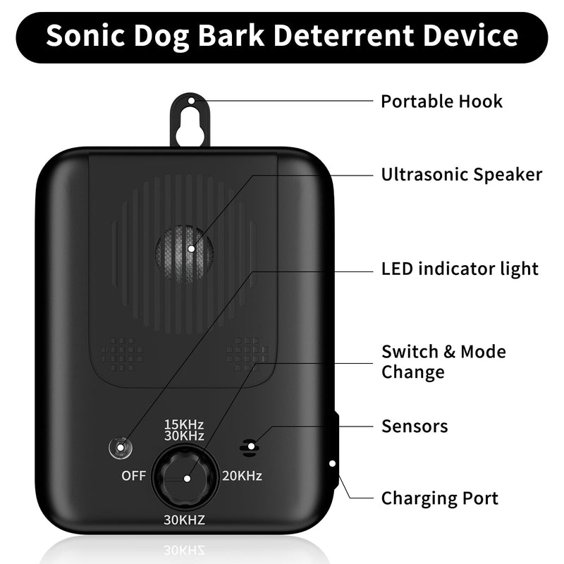 Anti Barking Device for Dogs - 50FT Dog Barking Deterrent Device - 3 Modes Ultrasonic Stop Dog Barking - Rechargeable Bark Stopper Indoor - PawsPlanet Australia
