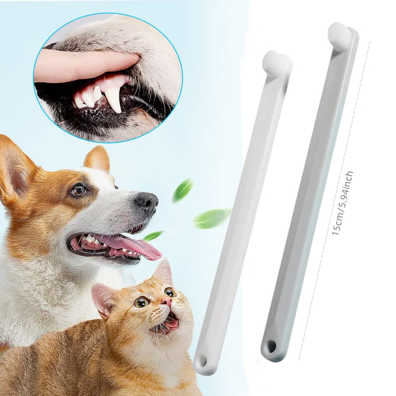 2 Pcs Small Dog & Cat Toothbrush - Soft, 360° Round Teeth Care (White + Grey, Long) White + Grey 1 count (Pack of 2)