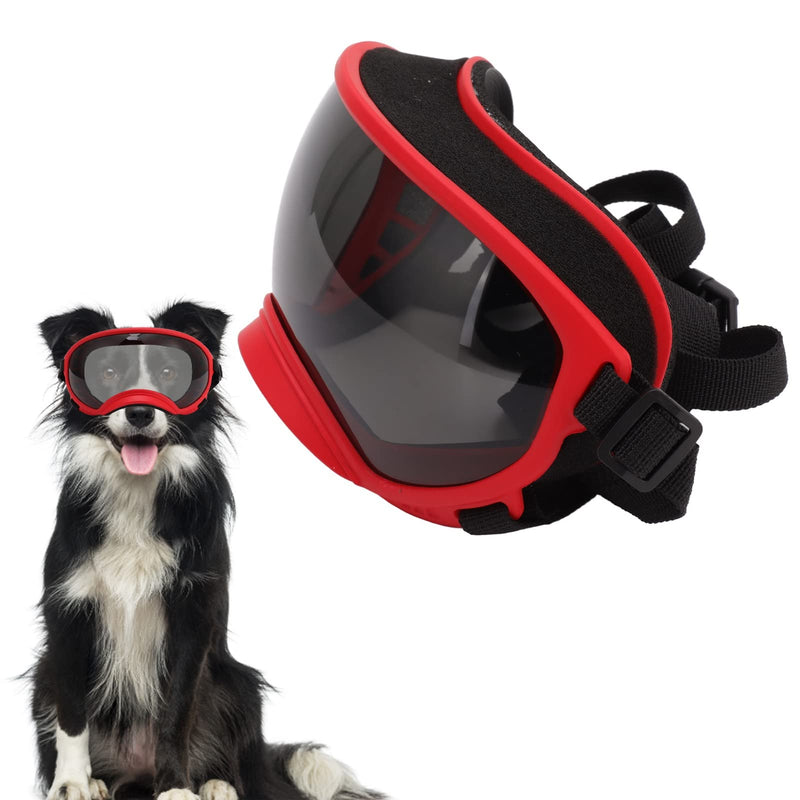 Dog Goggles Windproof Proof Adjustable Strap Dog Sunglasses for Large Breed (Red Frame and Black Goggles) - PawsPlanet Australia