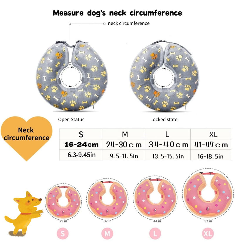 LittleBean Inflatable Neck Collar Dog Cat Protective Collar for Pets Dog Collar Leak Protection for Recovery After Surgery or Wounds (Blue Donut, [Neck: 9.5 - 11.5"] M) blue donut [neck: 9.5"-11.5"] M