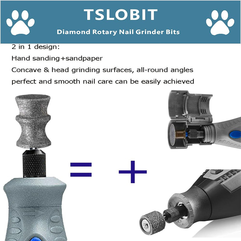 Diamond Dremel Dog Nail Grinder Attachment,1/8'' Pet Nail Grinder Wheel for Dremel Dog Nail Grinder, Diamond Rotory Bit for Dogs&Pets Nail Care（Large V） Classic V 80# 1P - PawsPlanet Australia