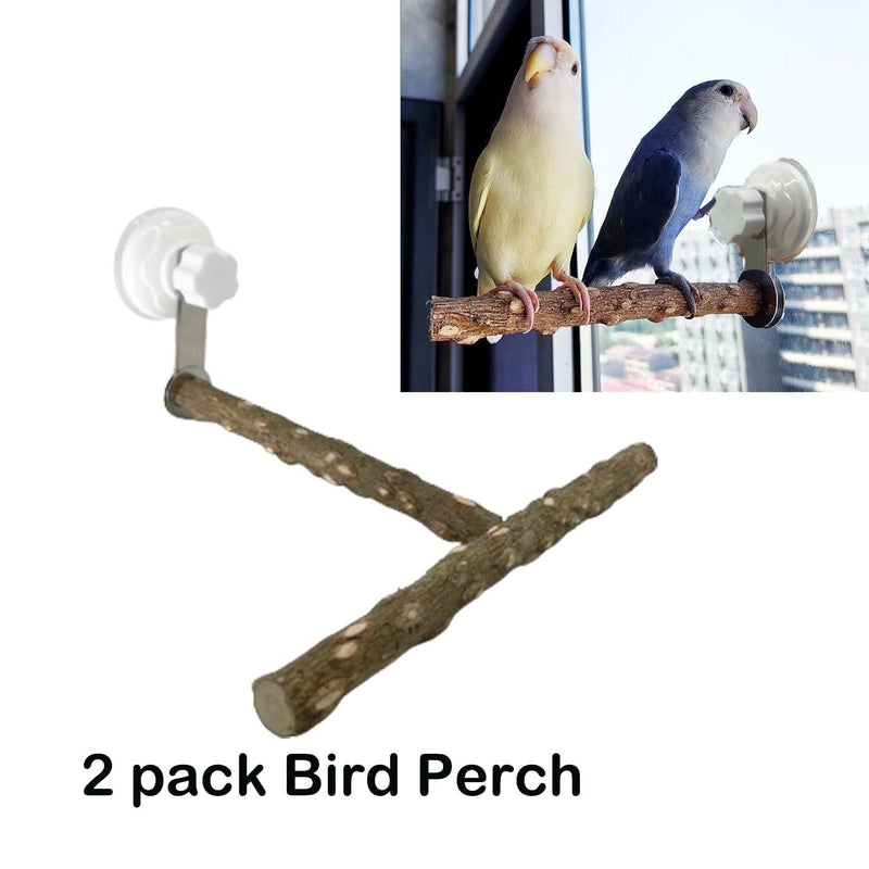 Natural Bird Perch Stand with Suction Cup for Window Mirror Car Shower Travel Bath Wood Training Perch for Small Medium Large Parrot Parakeet Cockatiel Concure Budgie Macaw Finch Lovebirds T Shape - PawsPlanet Australia