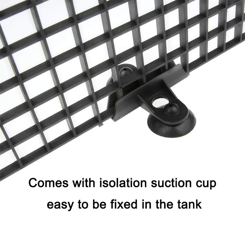 Senzeal 4PCS Aquarium Grid Divider Tray Egg Crate Aquarium Fish Tank Bottom Divider Isolation Board with Sucker Clips (Black) Black