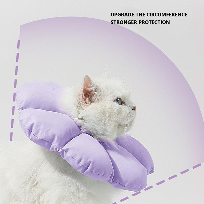EMUKOEP Cat Neck Cone, Soft Elizabethan Recovery Collar. Ensures your cat's comfort and protective design to prevent scratching and promote wound healing (Purple) Purple S