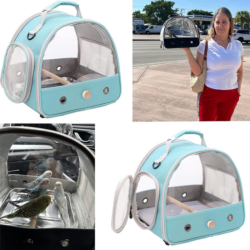 Small Bird Travel Cage Carrier, Portable Parrot Parakeet Carrier with Standing Perch and Comfy Mat, Budgies Carry Transport Bag for Vet Visit Shopping and Outdoor Adventure. Green Clear Windows - PawsPlanet Australia