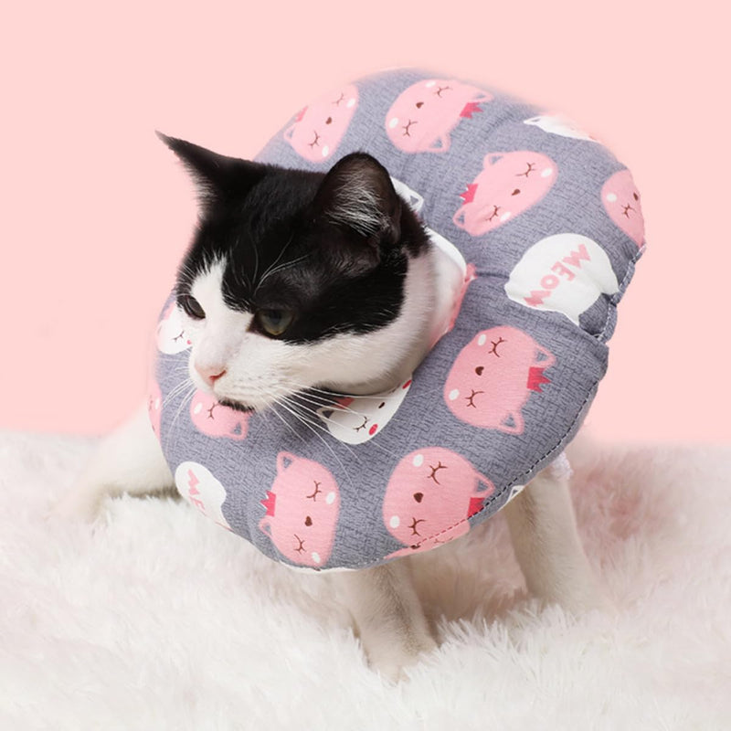 Abaodam Anti-Lick Collar for Cats in Elizabethan Style. Soft cotton and fabric material with anti-bite coating for effective wound protection.