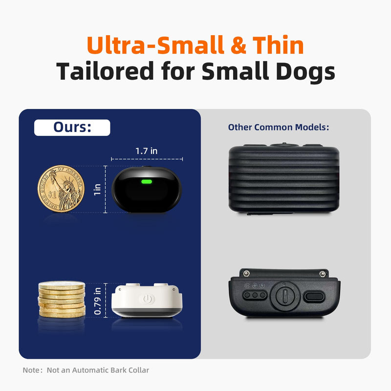 Ultra-Small Dog Shock Collar with Remote, Ultra-Light & Thin Dog Training Collar, Tailored for Small Dogs 5-15lbs & Medium Dogs, 198-Level Precise Control, Waterproof, Rechargeable (Not Auto Collar) Beige - PawsPlanet Australia