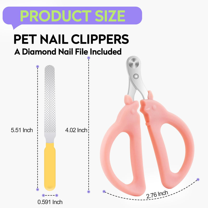 Cat Nail Clippers with Nail File, Kitten Claw Nail Clippers for Trimming, Stainless Steel Pet Bearded Nail Clippers Tool for Dragon, Guinea Pig, Rabbits, Birds, Ferret Small Breed Animals(Green/Pink) Pink 1+Green 2 - PawsPlanet Australia