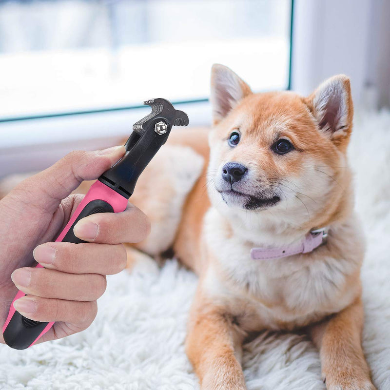 Pet Grooming Tool - 2 Sided Undercoat Rake for Cats and Dogs - Safe Dematting Comb for Easy Mats & Tangles Removing - No More Nasty Shedding and Flying Hair pink other - PawsPlanet Australia