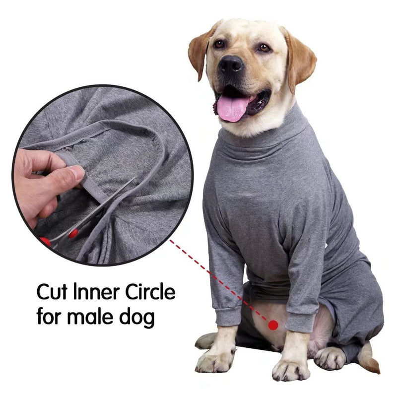 Xqpetlihai Dog Onesie Surgery Recovery Suit for Medium Large Dogs Recovery Shirt for Abdominal Wounds or Skin Diseases Bodysuit Dogs Pajamas for Shedding Allergy Anti Licking(G,XL) GREY X-Large (Pack of 1)