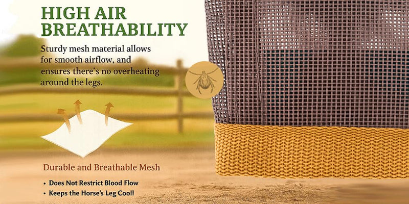 Horse Fly Boots - Horse Fly Protection, Fly Boots for Horses, Breathable Mesh [Set of 4], Heat-Reflective Light Grey, Adjust. Velcro, Durable Stays, Protective Leg Wear - PawsPlanet Australia