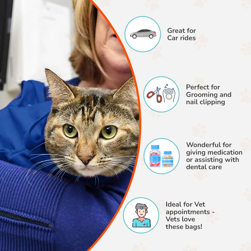 Cat-in-the-Bag Cozy Comfort Carrier - Small Cobalt Blue Cat Carrier Soft for Grooming, Vet Visits, Medication Administration, Dental Care, Nail Trimming, and Car Travel Small (for cats under 10 lbs.) - PawsPlanet Australia
