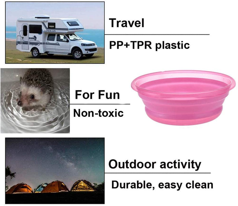 Foldable Hedgehog Bathtub, with 2 Pcs Set Bathing Brush, Plastic Small Animal Swimming Pool, Bath Sand Room Sauna, for Hedgehog Hamster, Guinea Pig,Bearded Dragon (Pink) Pink - PawsPlanet Australia