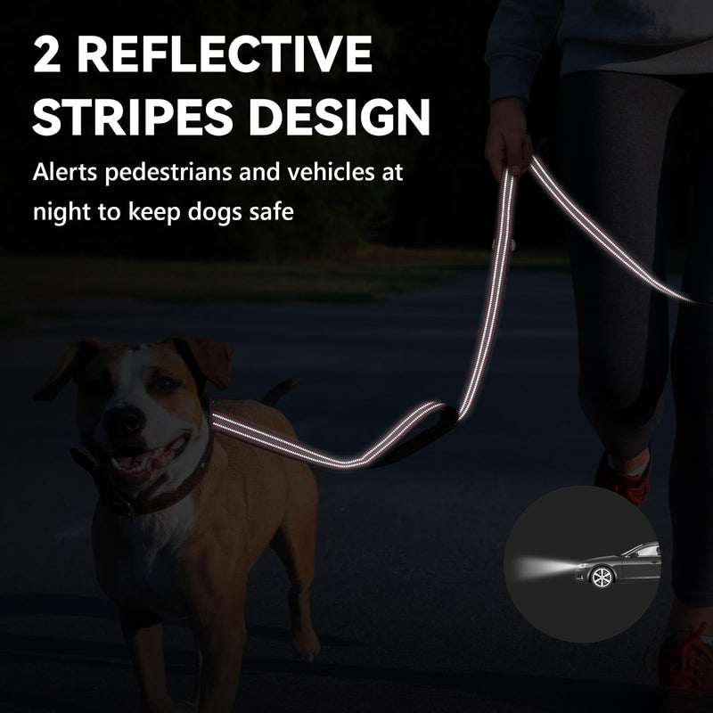 WINGOIN Heavy Duty Dog Leash for Large Medium Small Dogs, Reflective Tactical Dog Training Leash with Double Handles, Poop Bag Holder, Safety Buckle, 6FT Long Lead for Dogs Walking, Running, Pink - PawsPlanet Australia
