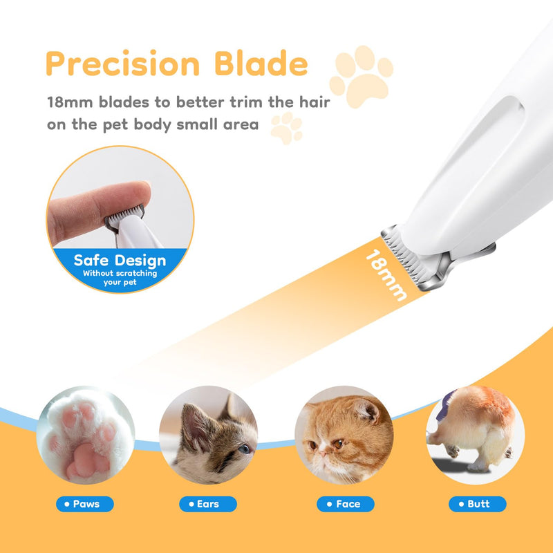 Mcbazel Pet Micro Precision Trimmer, Multifunctional Pet Hair Trimmer Waterproof Rechargeable Pet Shaver with LED Light for Paws Eyes Ears Face Buttocks for Large/Small Dogs and Cats - PawsPlanet Australia