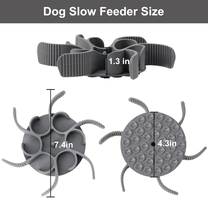 Dog Slow Feeder Dog Bowls Silicone Spiral Dog Food Bowls Feeder Insert to Slow Down Eating for Large Medium Small Breed Dogs Perfect with Stainless Steel Glass Ceramic Dog Bowls (Grey) Grey - PawsPlanet Australia