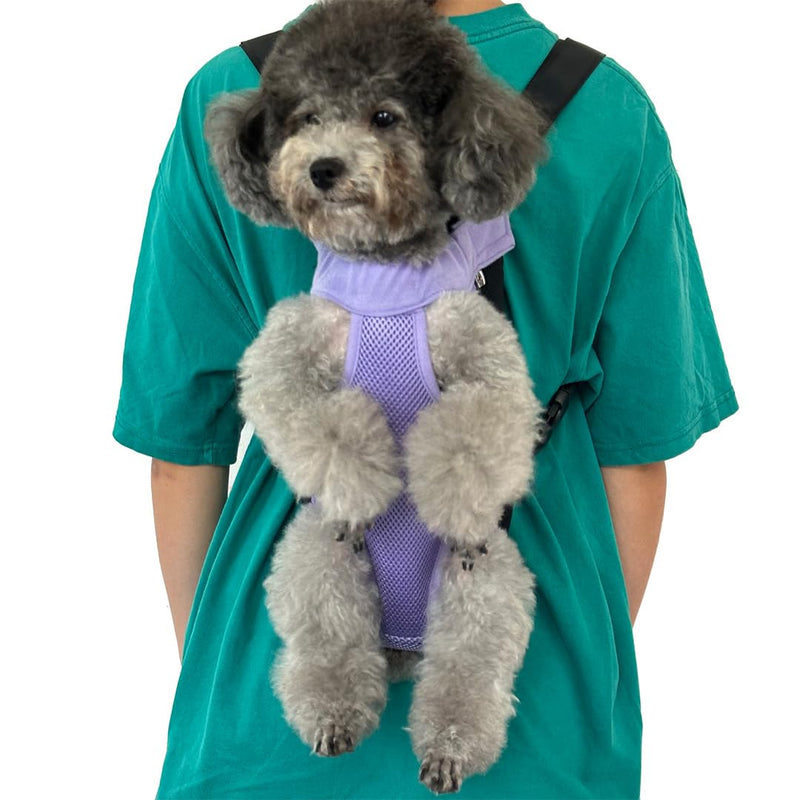 Pet Dog Carrier Backpack, Portable Breathable Mesh Chest Carrier, Polyester Woven Double Shoulder Pet Bag for Outdoor Adventures (Purple, Small) purple - PawsPlanet Australia