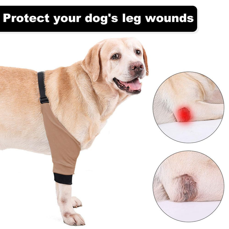 DONGKER Dog Elbow Protector,Dog Front Leg Braces Recovery Sleeve, Pet Knee Brace Wounds for Medium Large Dogs Beige L