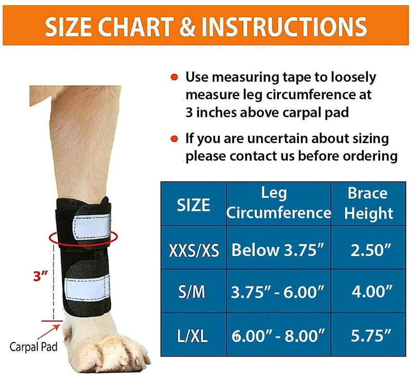 NeoAlly Dog Canine Front Leg Compression Braces Super Supportive with Metal Spring Strips to Stabilize Dog Front Leg Wrist Carpal, Prevents Leg Injuries & Sprains (XXS/XS Pair) XXS/XS (1 Pair)