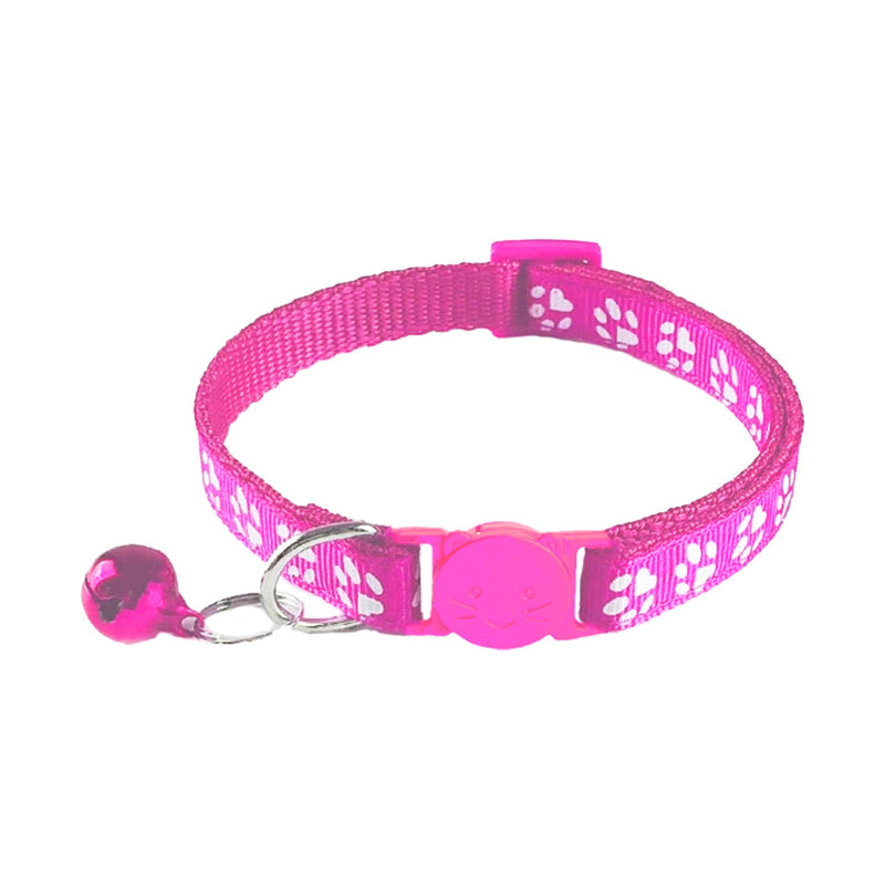 2 Pack Breakaway Cat Collars with Bells, Reflective Design and Claw Print Design, Safety Buckle, Adjustable 7.5-12.5 Inches for Kittens & Cats (Rose) Rose - PawsPlanet Australia