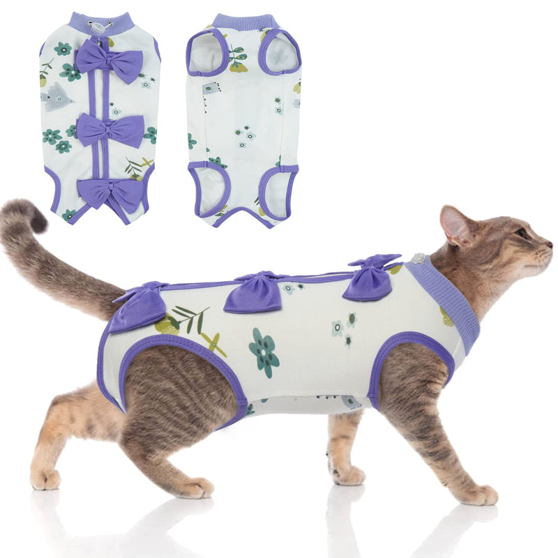 DENTRUN Cat Surgery Recovery Suit Anti Licking Spay Snuggly Vest, Pet Surgical Recovery Shirt After Surgery for Male Female Cat Small Dog Cone E-Collar Alternative S Purple