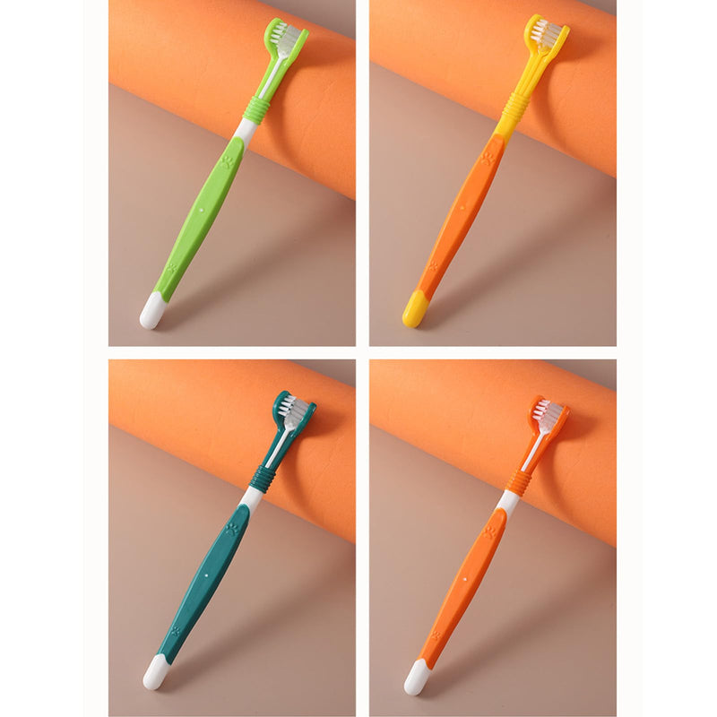 Pack of 4 Dog Toothbrush, Pet Toothbrush, Toothbrushes for Dogs, Dental Care for Cat, Triple Head Dog Toothbrushes, Oral Hygiene for Pets, Deep Cleaning Set for the Oral Cavity