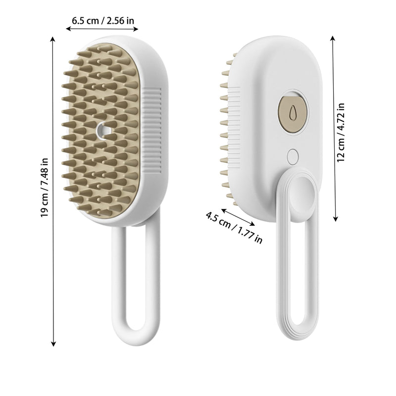 Cat Steamy Brush 3 in 1 Cat Cleaning Brush Pet Massage Spray Comb Cats Dogs Steamy Brush for Removing Tangled and Loose Hair with Rotatable Handle, White - PawsPlanet Australia