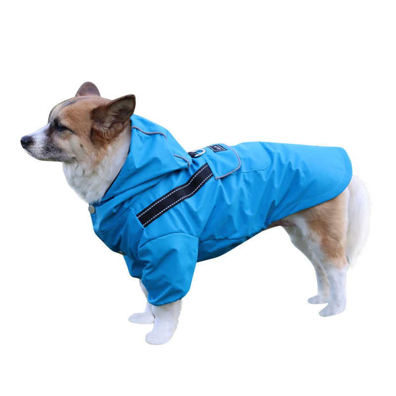 JoyDaog Premium Dog Raincoat with Hood for Small Dogs,Outdoor Sports Waterproof Dog Rain Jacket,Puppy Raincoat with Pockets,Blue S Blue