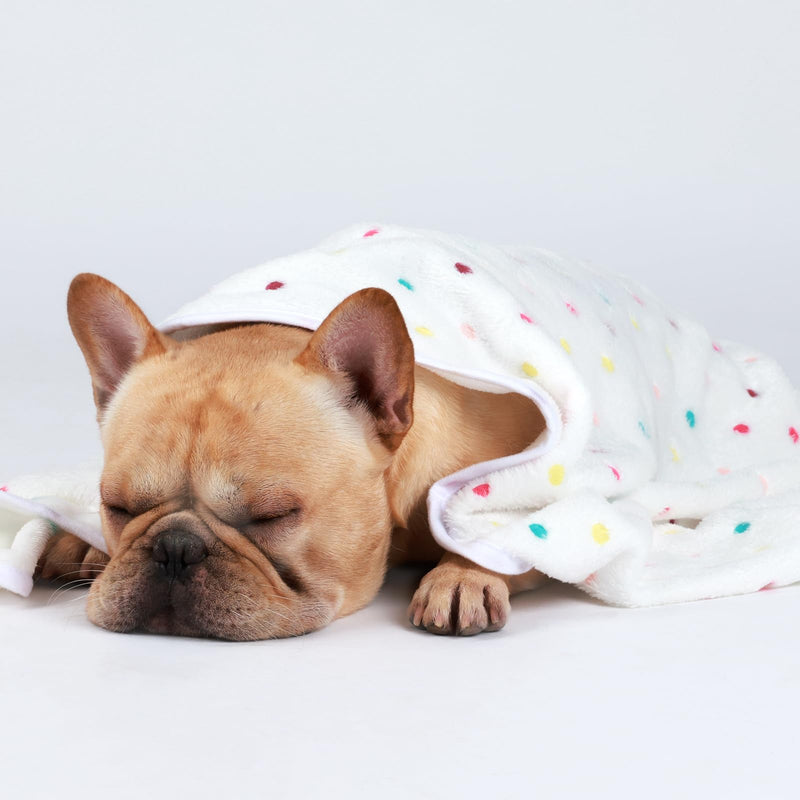 1 Pack 3 Blankets Super Soft Cute Dot Pattern Pet Blanket Flannel Throw for Dog Puppy Cat Dot (Large(41x31), Beige/Brown/Pink) 41x31 inch (Pack of 3) - PawsPlanet Australia