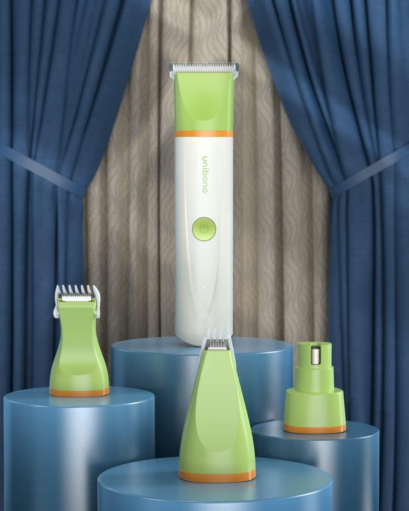 Unibono Dog Grooming Clipper Kit, Quiet Cordless Pet Clipper for Dogs & Cats, Silent Dog Cat Shaver for Paws, Claws, Eyes, Ears, Face with Grooming Scissors Comb, Green - PawsPlanet Australia