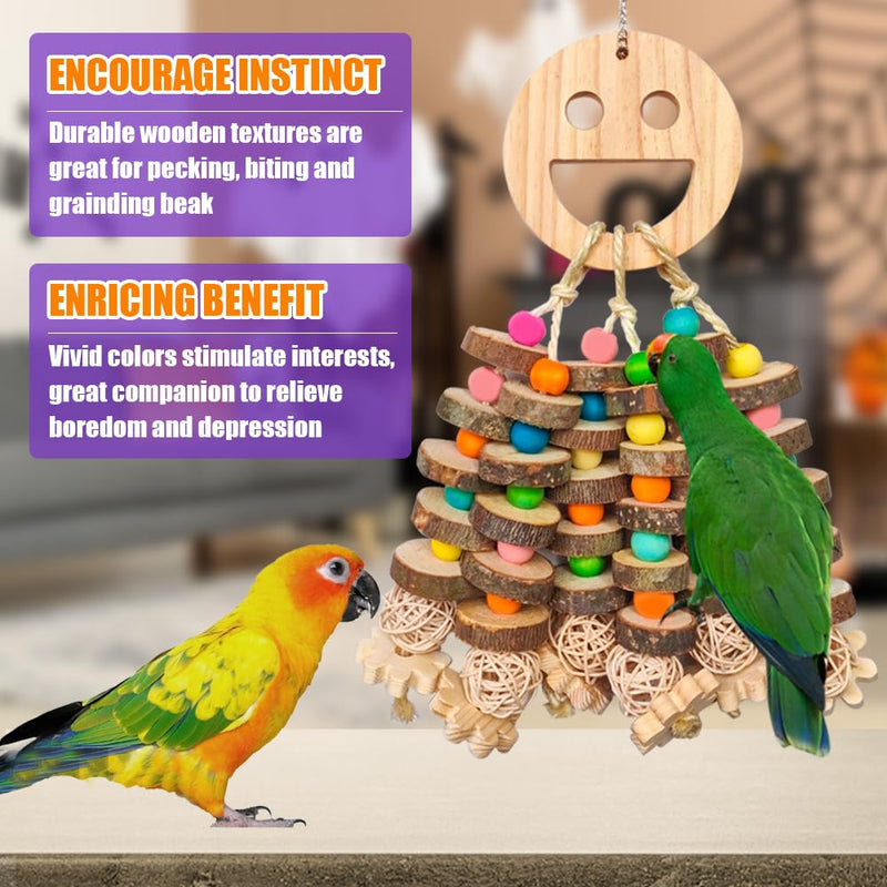Large Parrot Toys, Multi-Color Wooden Block with Halloween Shape Bird Chewing Toy Parrot Cage Bite Toy for Macaws Cokatoos African Grey and Large Medium Parrot Birds - PawsPlanet Australia