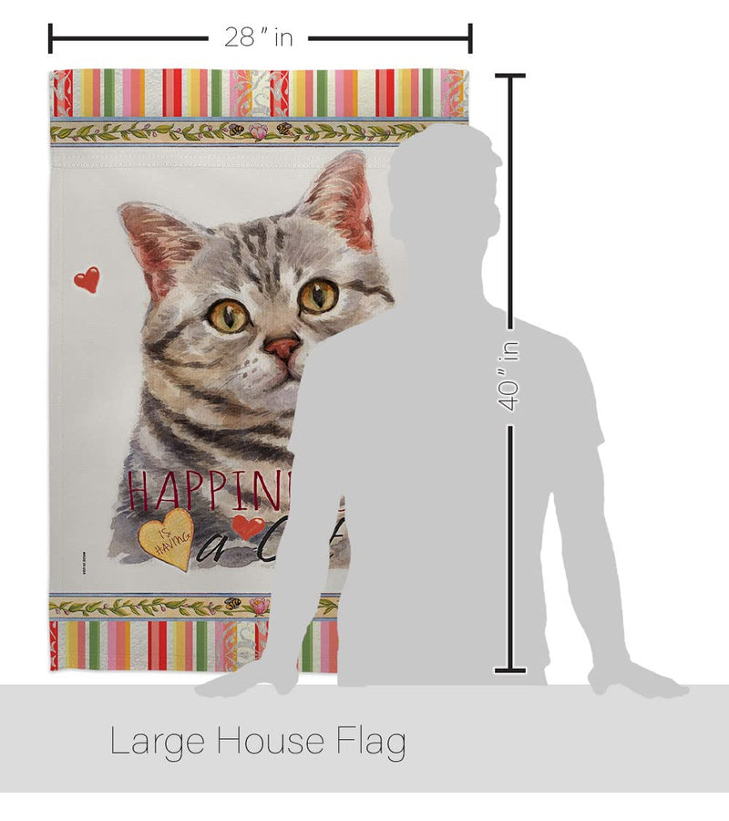 Breeze Decor Gray American Short Hair Happiness House Flag-Pack Cat Kitten Meow Spoiled Paw Fur Pet Nature Farm Animal Creature Applique Banner Small Garden Yard Gift Double-Sided, Made in USA - PawsPlanet Australia
