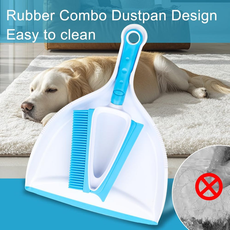 Pet Rubber Brush with Mini Dustpan,Dog Cat Hair Removal Brush with Squeegee,Portable Small Carpet Brush for Clothes,Cars,Sofa,Bed Sheet - PawsPlanet Australia
