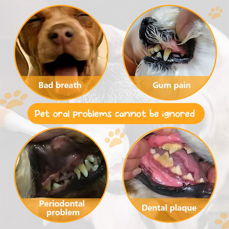 Pack of 2 Teeth Brushing Dog Toothbrush Cat Toothbrushes Dog Toothbrush for Pet Dental Care Triple Head Toothbrush for Easy Oral Care (Red and Yellow)