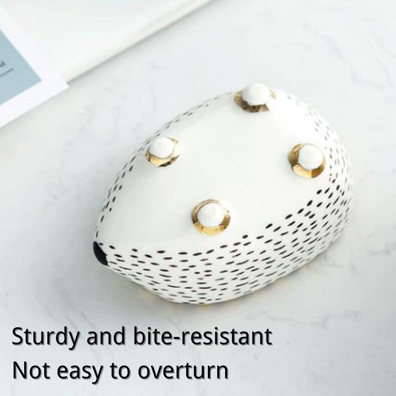 Hedgehog Bowl - Ceramic Small Animal Food Bowl Water Dish Feeder Chew Resistant Prevent Tipping for Hedgehog Hamster Sugar Glider Rat Gerbil Mice Small Animal Cage Accessories (Hedgehog Shape) Hedgehog Shape - PawsPlanet Australia