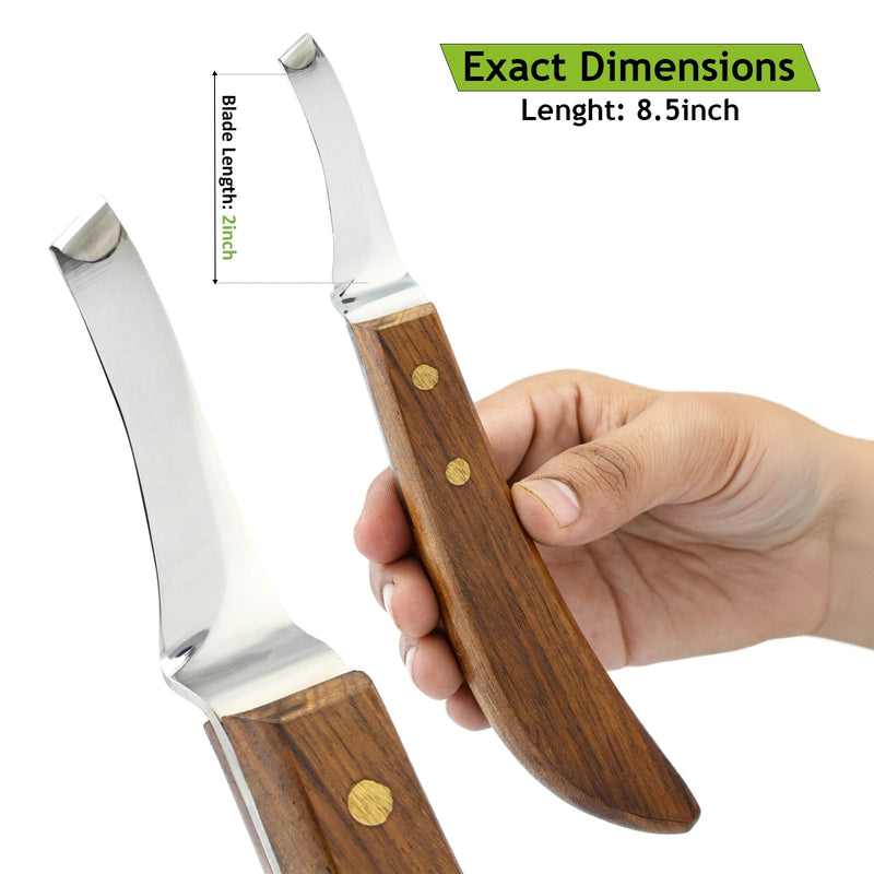 Farrier Hoof Knife with Wooden Handle Single Sided Edge Curved Blade Super Sharp Hoof Tool– Trimming for Horses, Cattle, Goats & Livestock (Brown) Brown - PawsPlanet Australia