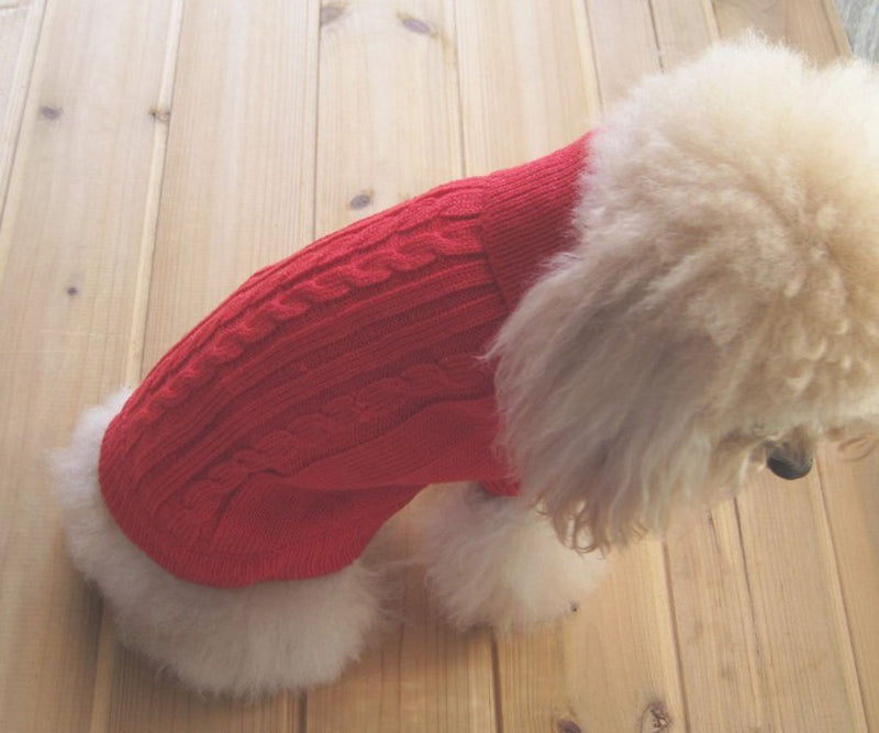 Tangpan Turtleneck Classic Straw-Rope Pro Pet Dog Sweater Apparel (Red,M) Medium (Pack of 1) Red - PawsPlanet Australia